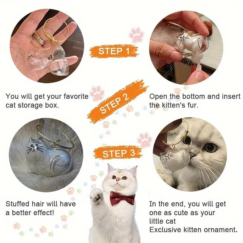 3/6PCS Pet Fur Keepsake Capsule Resin Charm Keychain Pendant