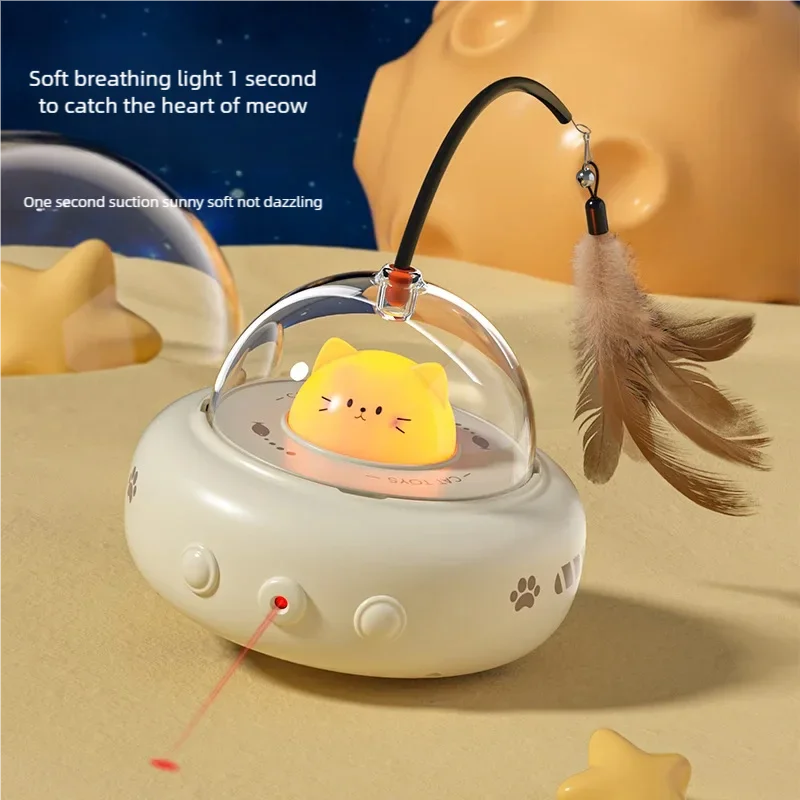 USB Rechargeable Rotating Feather Cat Toy | Interactive Auto