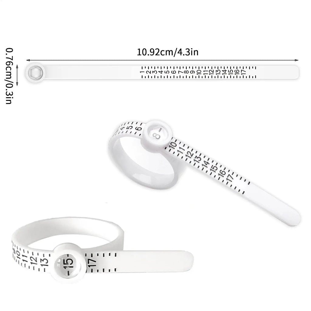 Ring Sizer Finger Gauge Ruler – US Sizes 1–17 with Magnifier