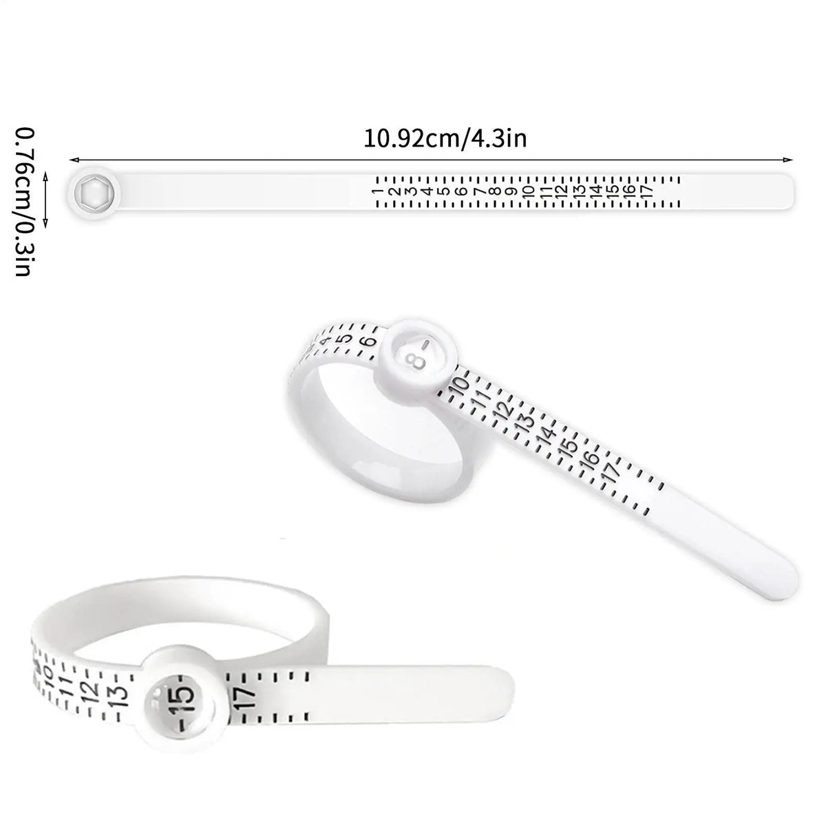 Ring Sizer Finger Gauge Ruler – US Sizes 1–17 with Magnifier