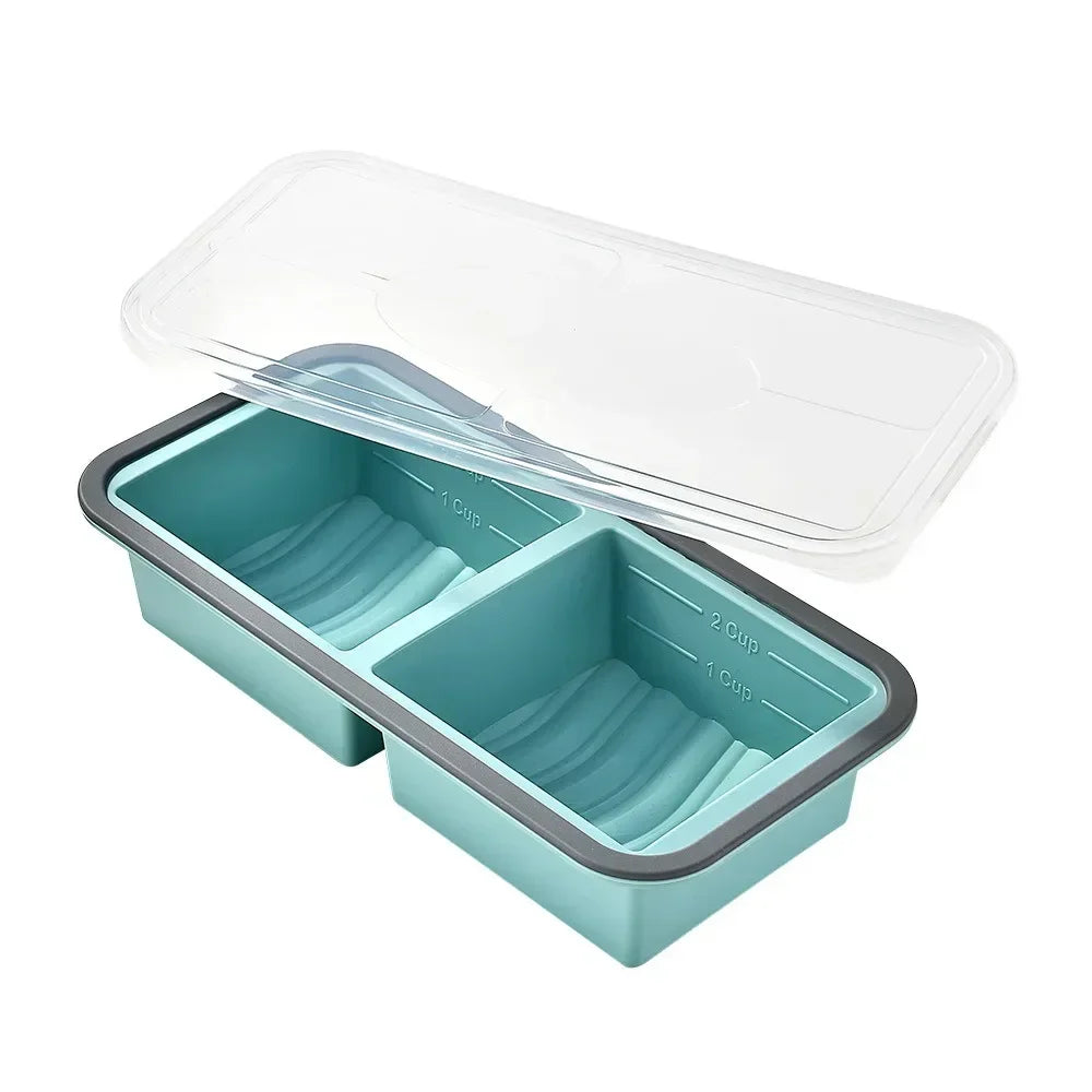 Silicone Freezer Tray with Lid – Large Ice Cube Meal Prep Mold