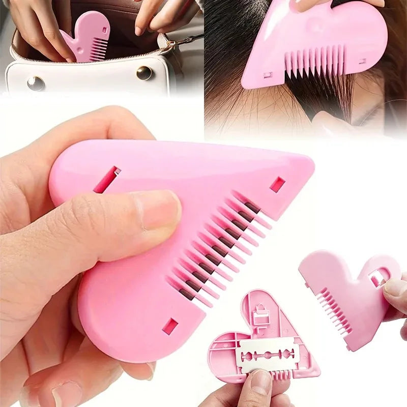 Pink Heart Double-Sided Hair Thinning Comb & Cutting Blade