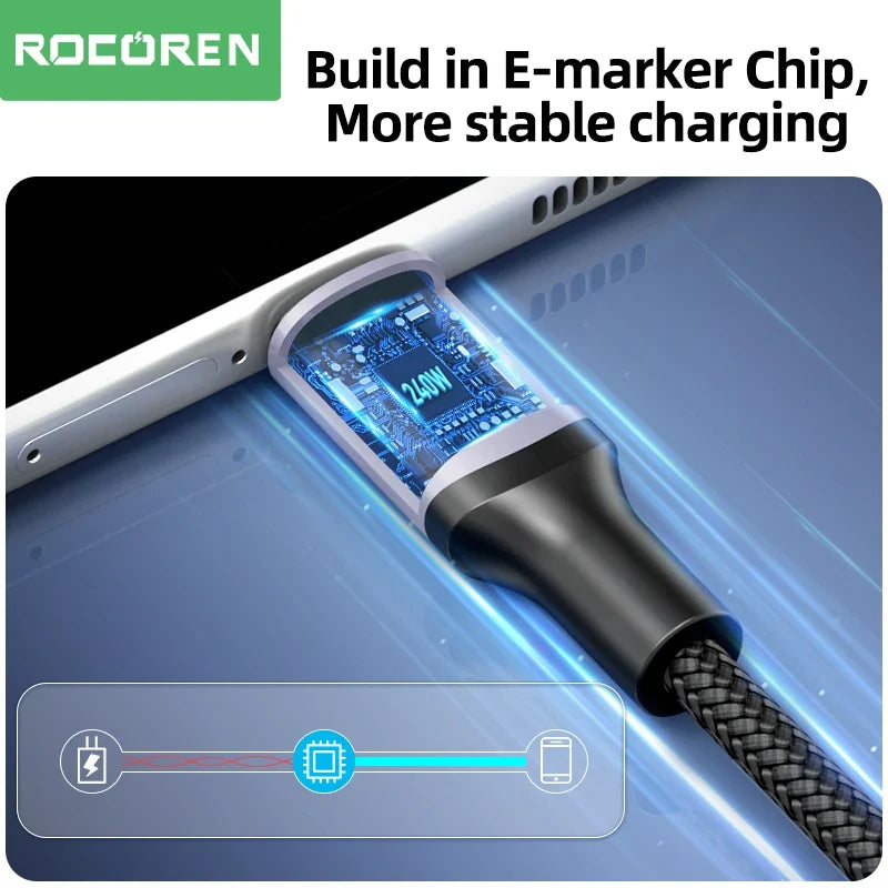 Rocoren 240W USB-C Cable PD 3.1 Fast Charging 5A 2M/3M