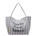 Women's Large Canvas Tote Bag – Striped Shoulder & Work Bag