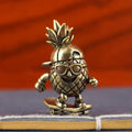Brass Skateboarding Pineapple Figurine – Retro Desktop Ornament