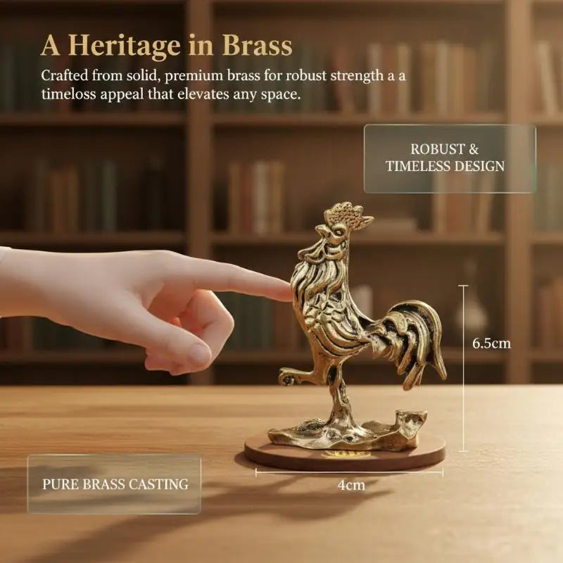 Brass Metal Rooster Figurine – Feng Shui Good Luck Statue
