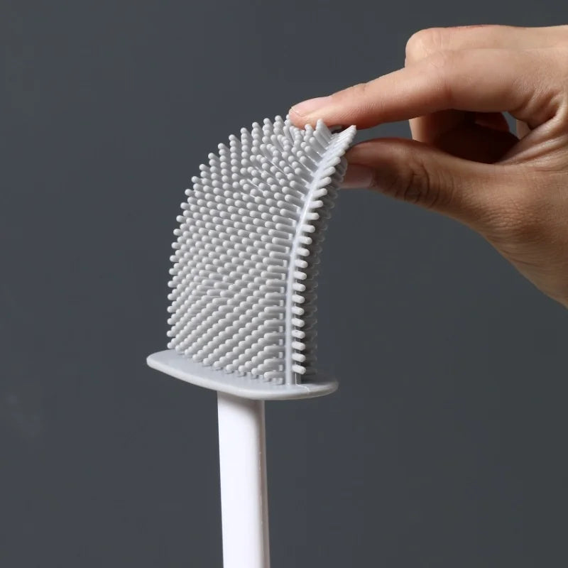 Silicone Wall-Mounted Long-Handle Toilet Brush | Eco-Friendly
