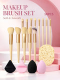 Nixie 18-Piece Makeup Brush Set – Powder, Blush & Eye Shadow