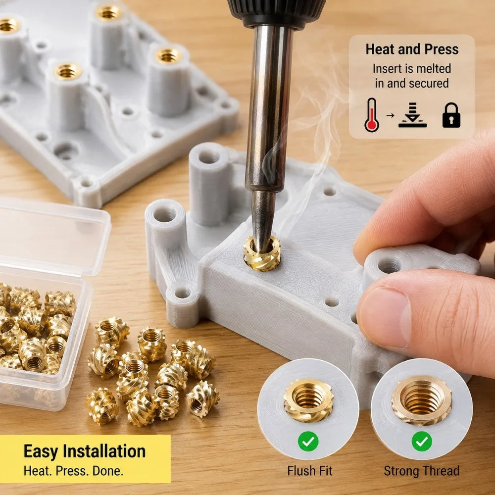 M3 Brass Heat Set Insert Nuts 5×4mm for 3D Printing & DIY