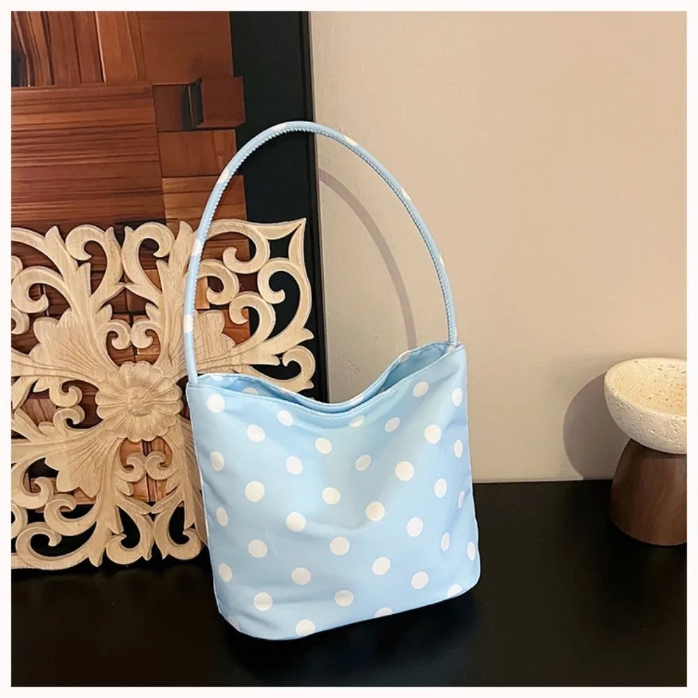 Women's Polka Dot Shoulder Bag – Water-Resistant Oxford Tote