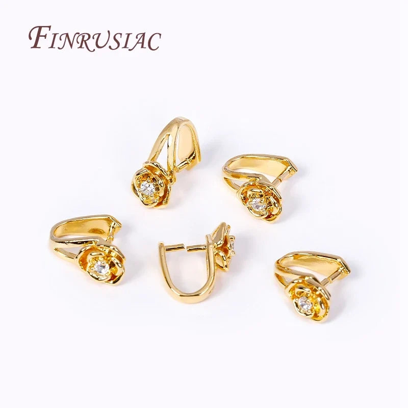 18K Gold Plated Zircon Pinch Bail Clasp – DIY Jewelry Finding