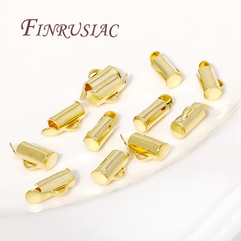 18K Gold Plated Crimp End Beads Slide Clasp Connectors DIY