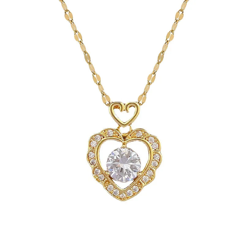 Women's Gold Heart Pendant Necklace – Stainless Steel Choker
