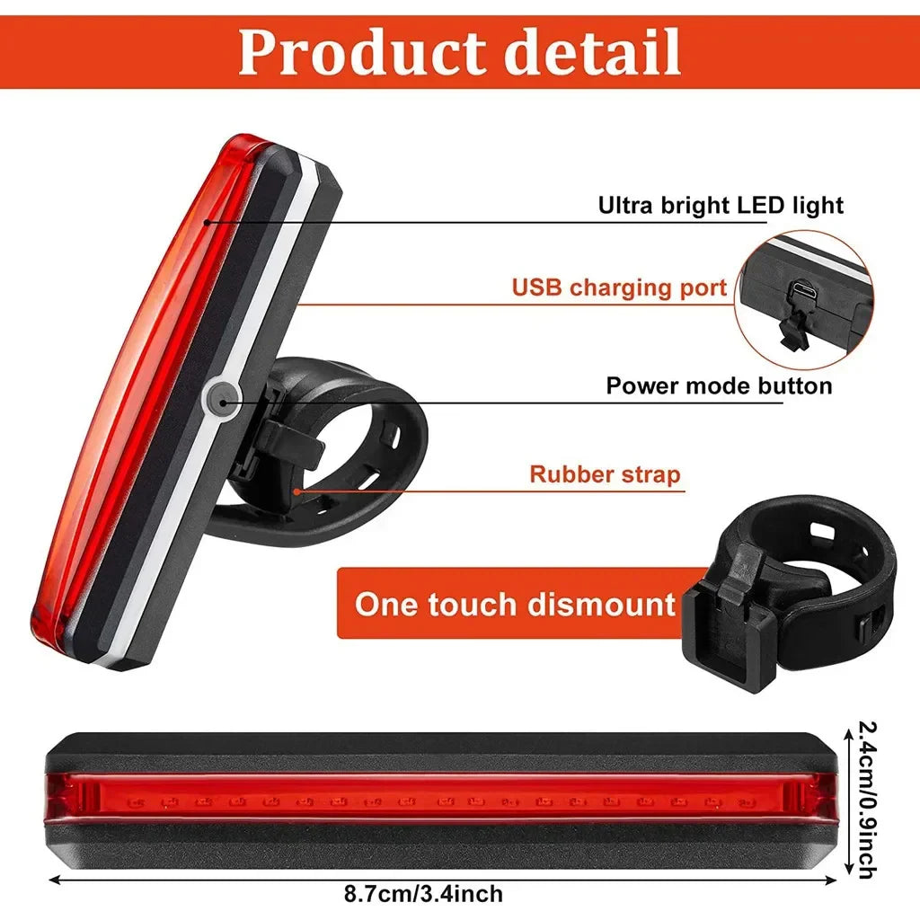 USB Rechargeable LED Bike Tail Light | MTB & Road Bicycle