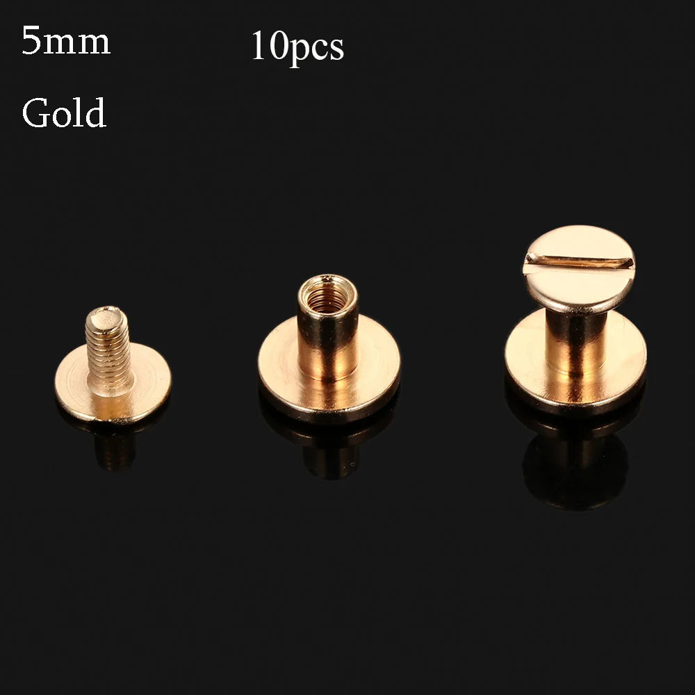 10Pcs Copper Screw Rivets 5/6.5/8mm – Leather Craft Bags