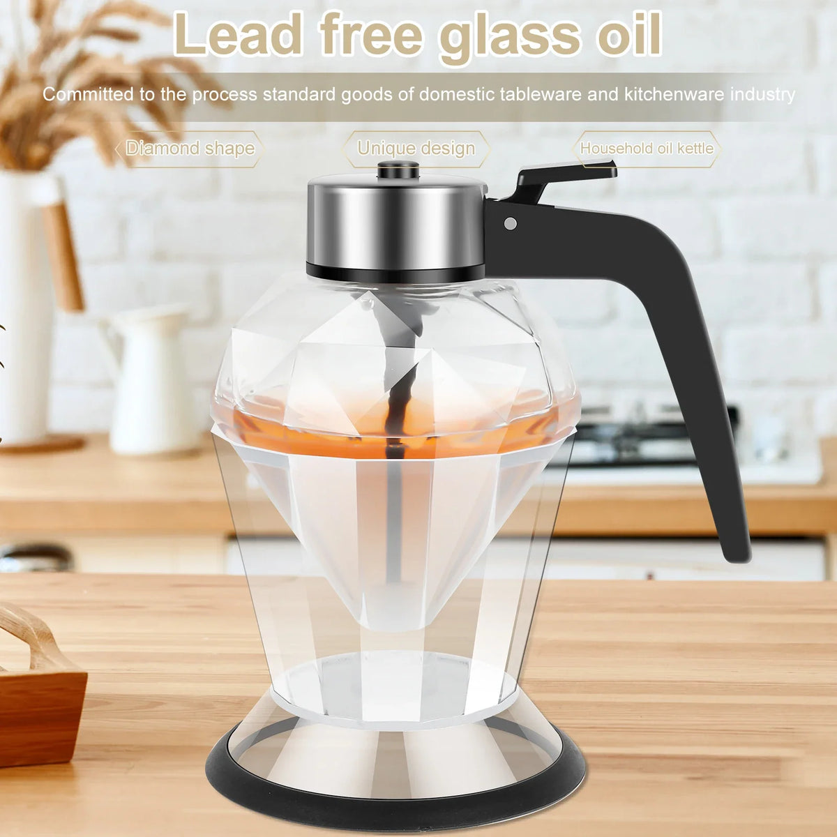 Diamond Glass Honey Dispenser 200ml – Drip-Free Trigger Jar