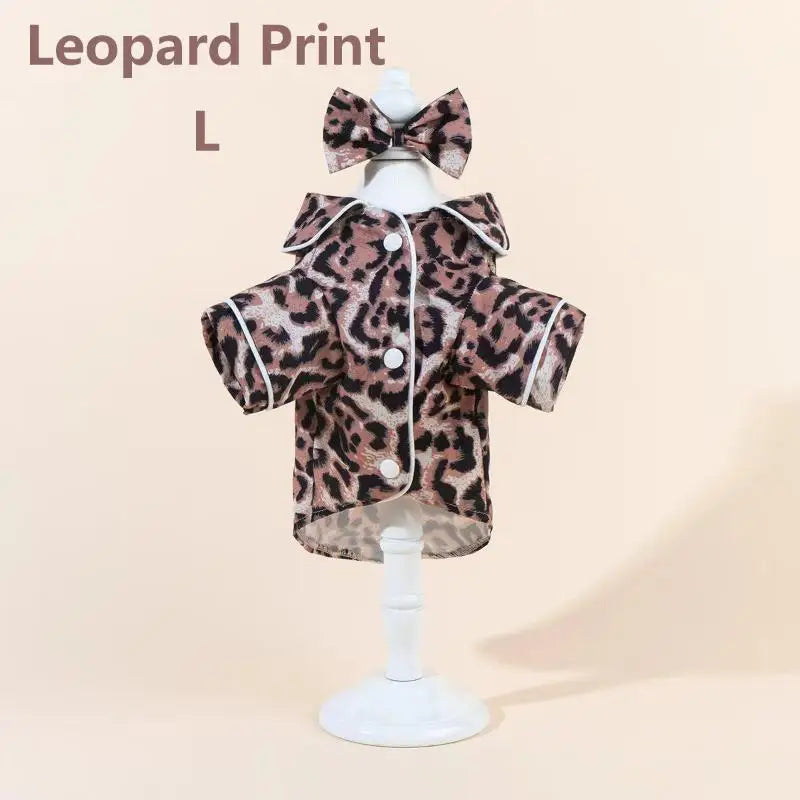 Satin Dog Pajamas Set with Bow Headband | Soft Pet Sleepwear