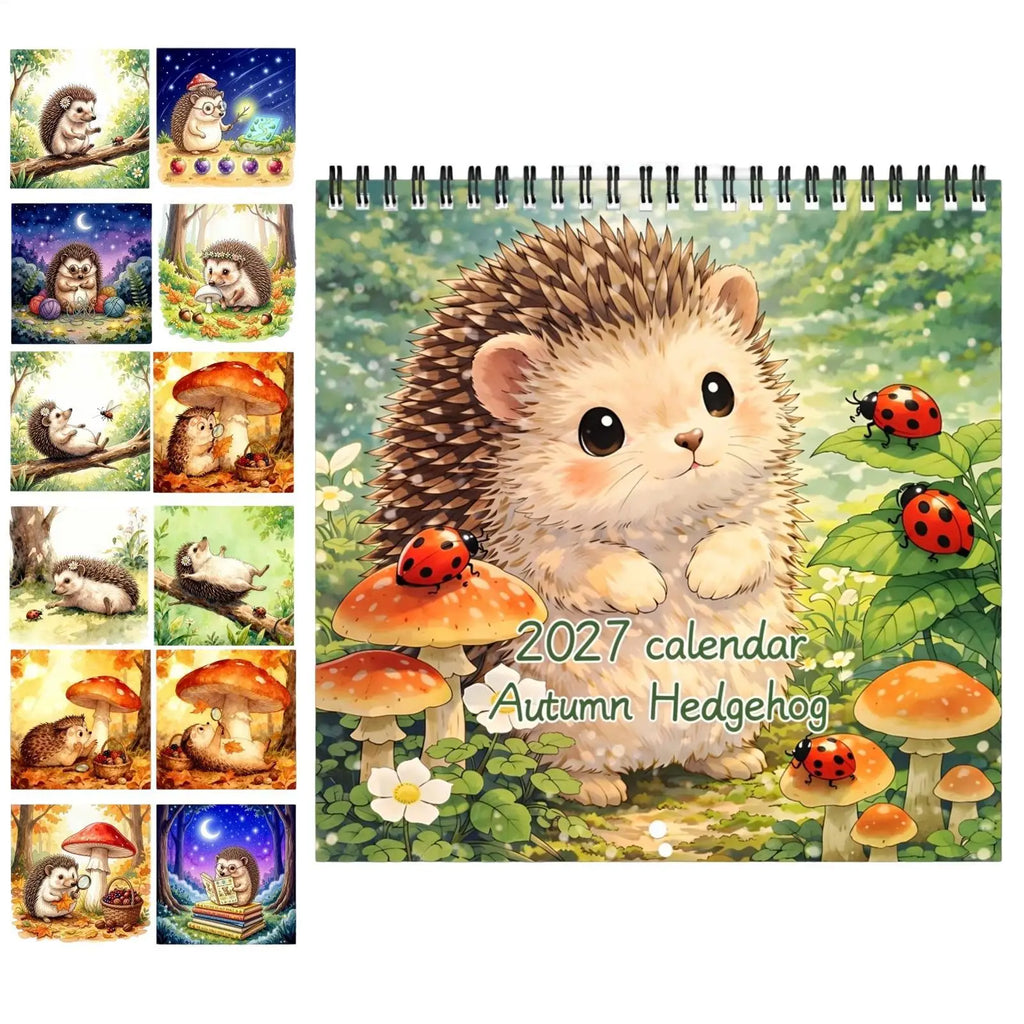 2027 Hedgehog Wall Calendar – Forest Theme Home & Office