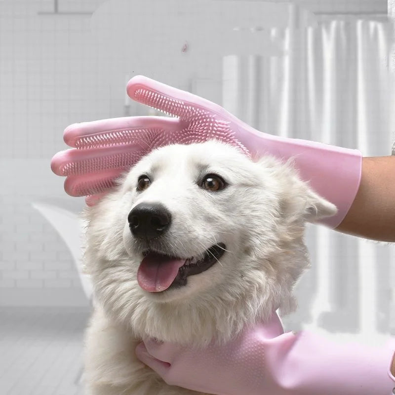 Pet Grooming Gloves – Dog & Cat Bathing Hair Removal Scrubber
