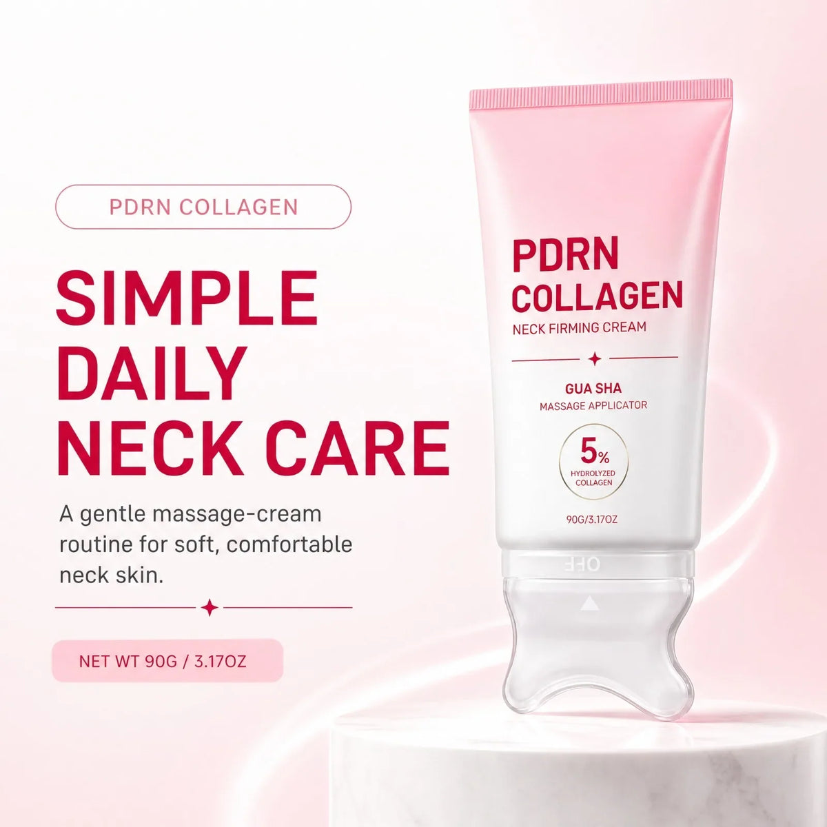 PDRN Collagen Neck Cream with Gua Sha Roller | Firming & Hydrating