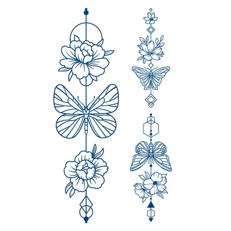 Blue Snake Temporary Tattoo Sticker – Waterproof Body Art