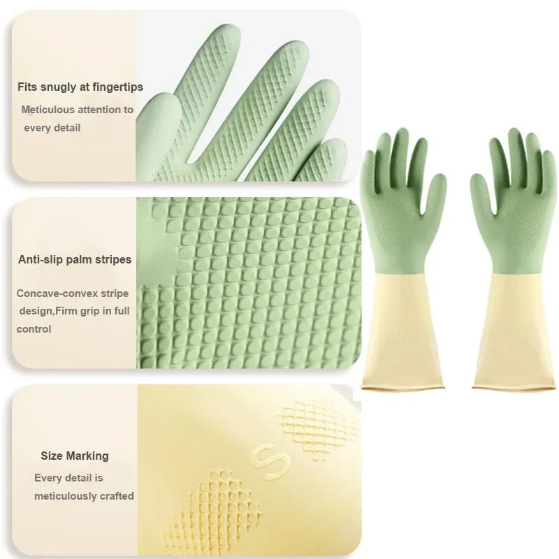 Thick Waterproof Latex Kitchen Gloves | Mint Green Rubber