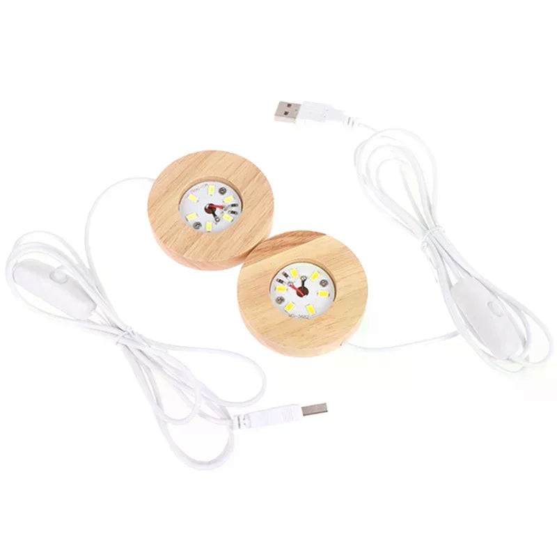 Wooden LED Light Display Base for Crystal Ball & Night Lamp