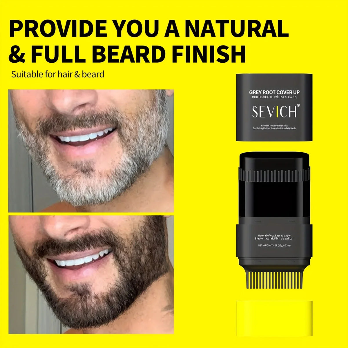 Sevich Beard Dye Stick – Waterproof Gray Coverage, 3 Colors