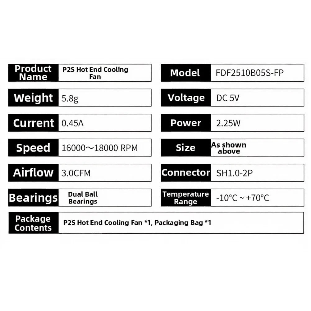 Double Ball Bearing Cooling Fan for 3D Printer P2S/P2P