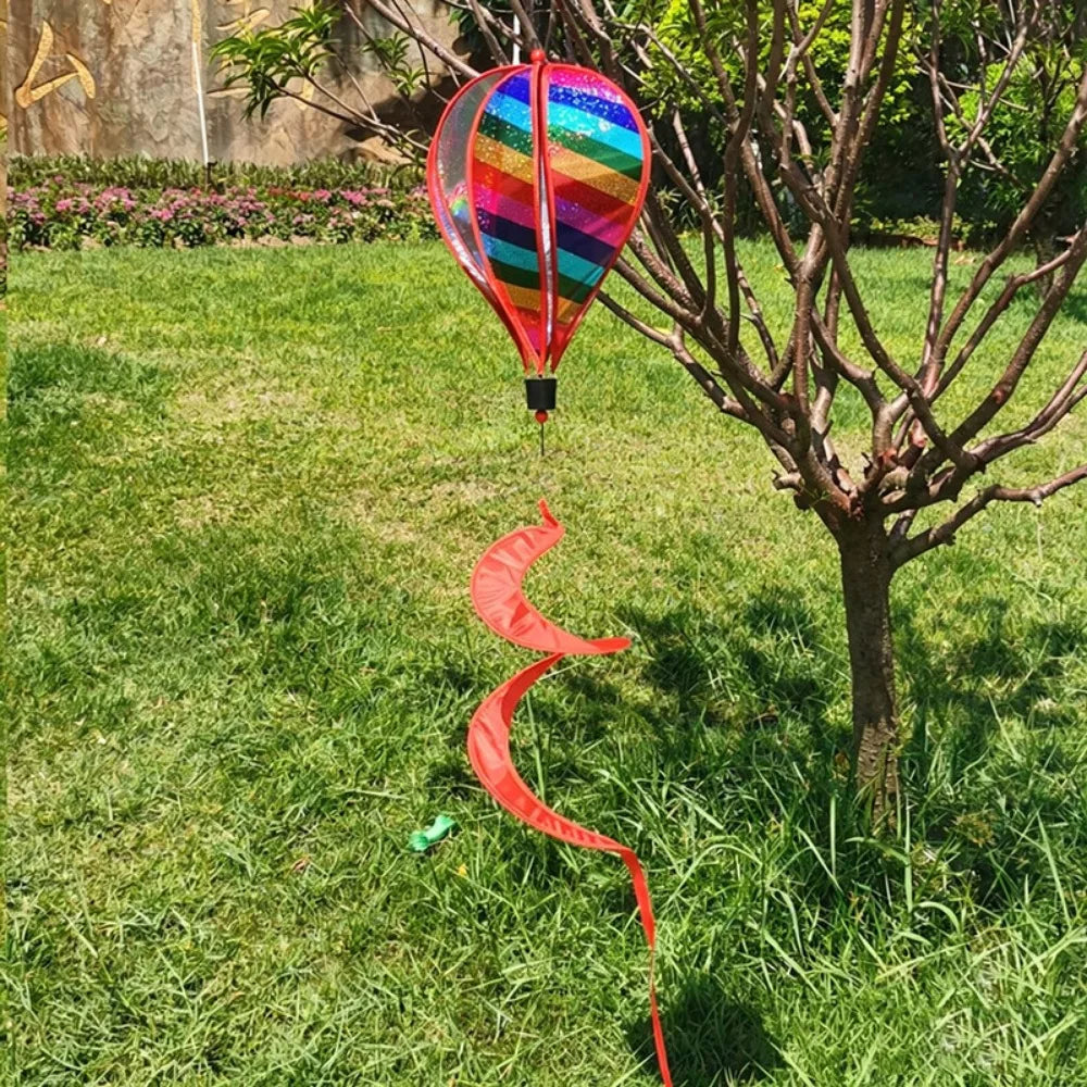 Rainbow Hot Air Balloon Wind Spinner 40cm – Kinetic Garden Decor