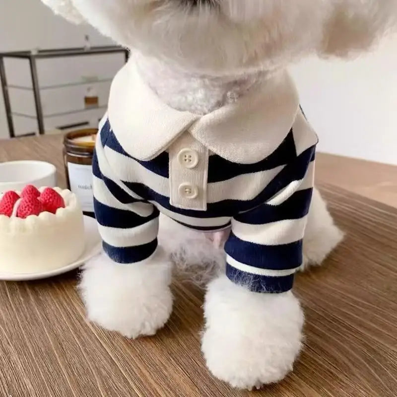 Striped Dog & Cat Shirt – Soft Polyester Pet Pullover S–2XL
