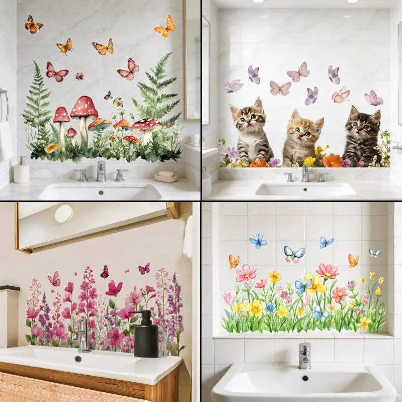 Watercolor Mushroom Wall Sticker – Removable Waterproof Decal