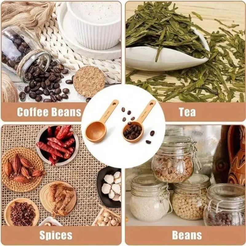 Wooden Measuring Spoon 7.5–45ML Beech Walnut Kitchen Tool