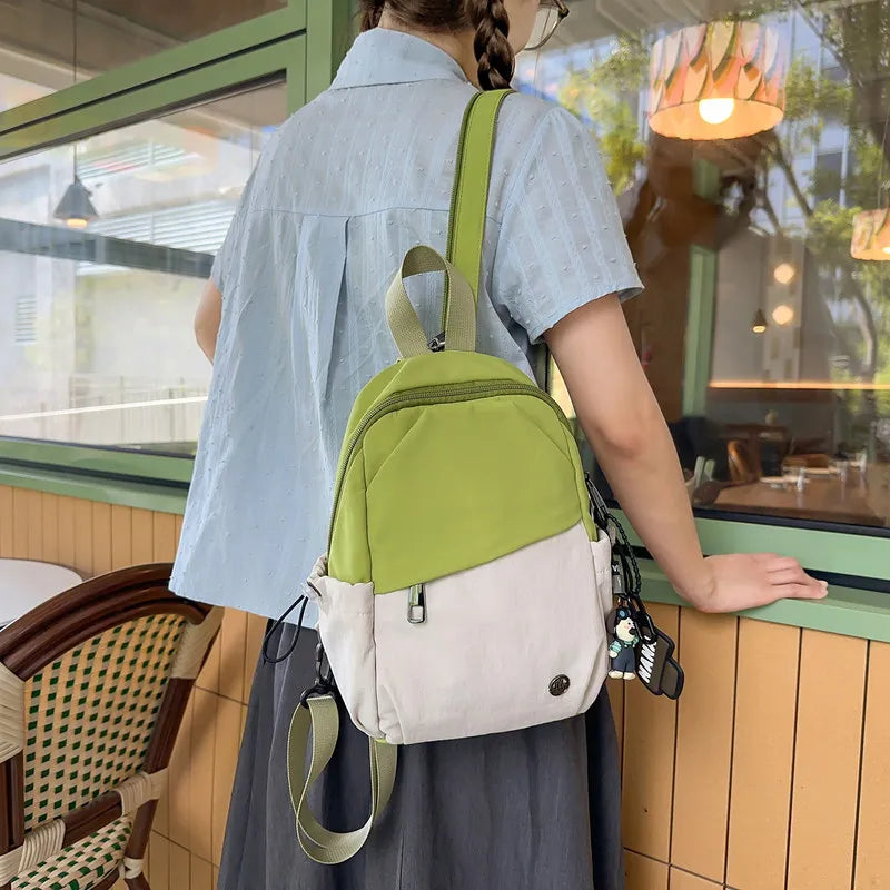 Contrast Color Nylon Backpack & Crossbody Chest Bag – Unisex