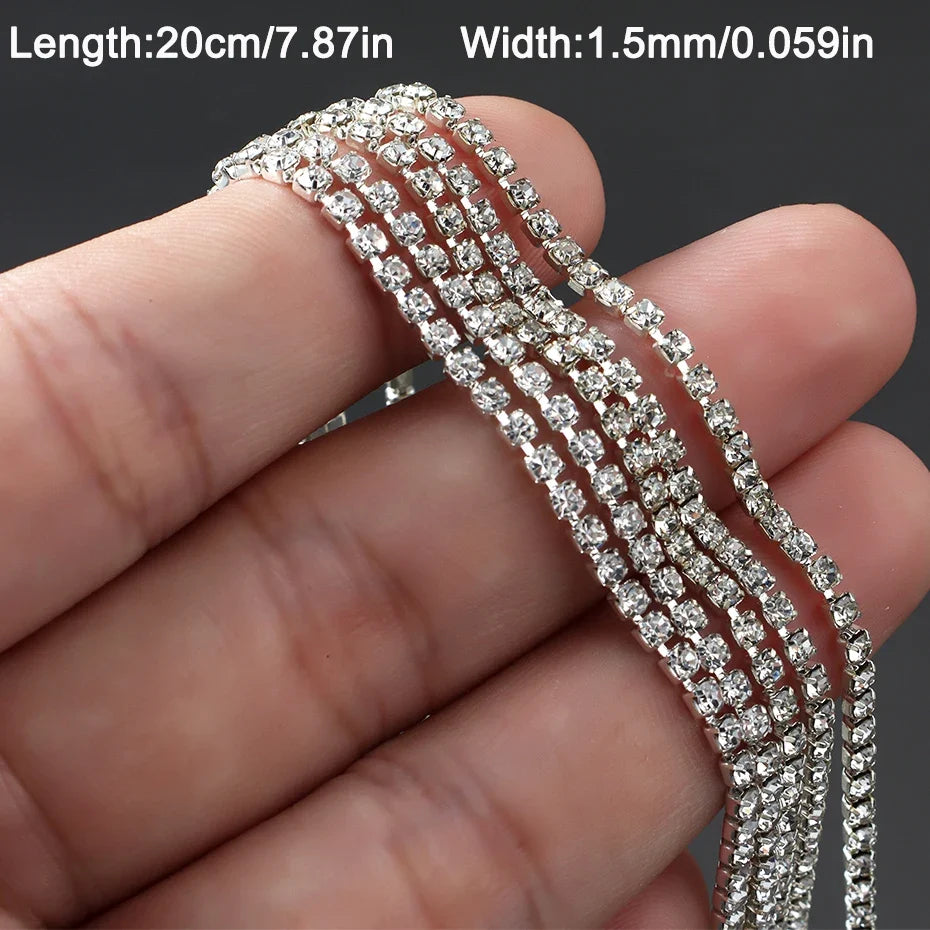 Luxury Sparkling Silver Chain Nail Art Decoration | Diamond DIY