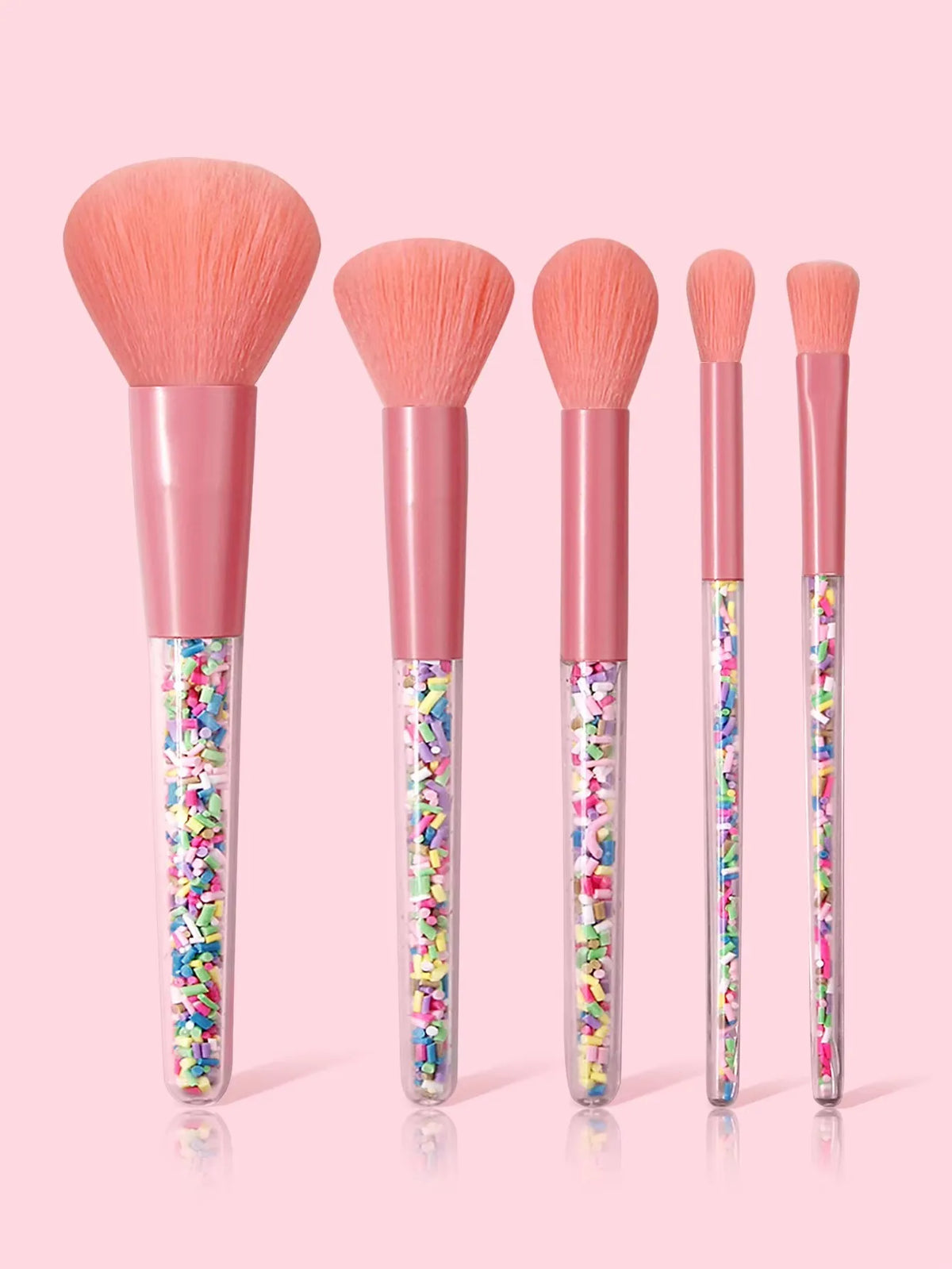 5-Piece Pink Makeup Brush Set – Soft Cosmetic Kit for Beginners