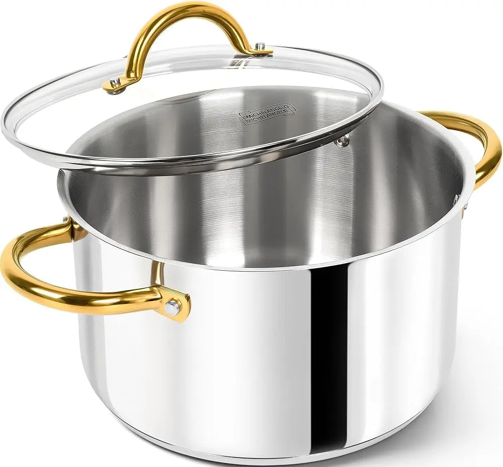 MICHELANGELO Stainless Steel Stock Pot with Lid | Induction Safe