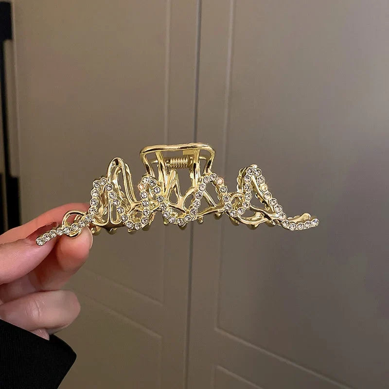 Snake Crystal Tassel Hair Claw Clips – Geometric Metal Women