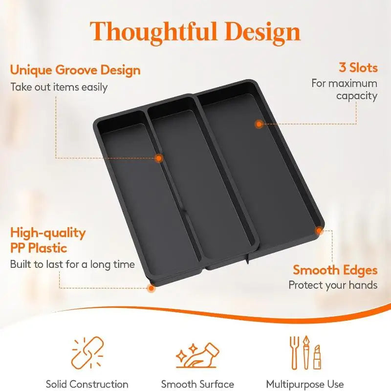 Expandable Cutlery Drawer Organizer Tray | Adjustable Kitchen