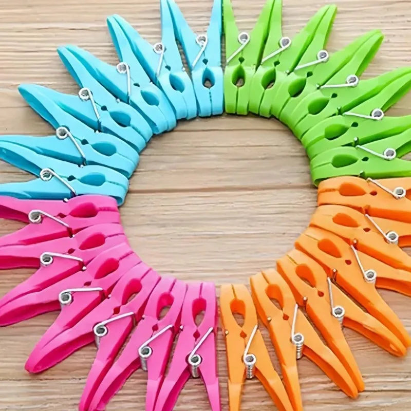 Windproof No-Mark Hanging Clips with Storage Basket | Colorful