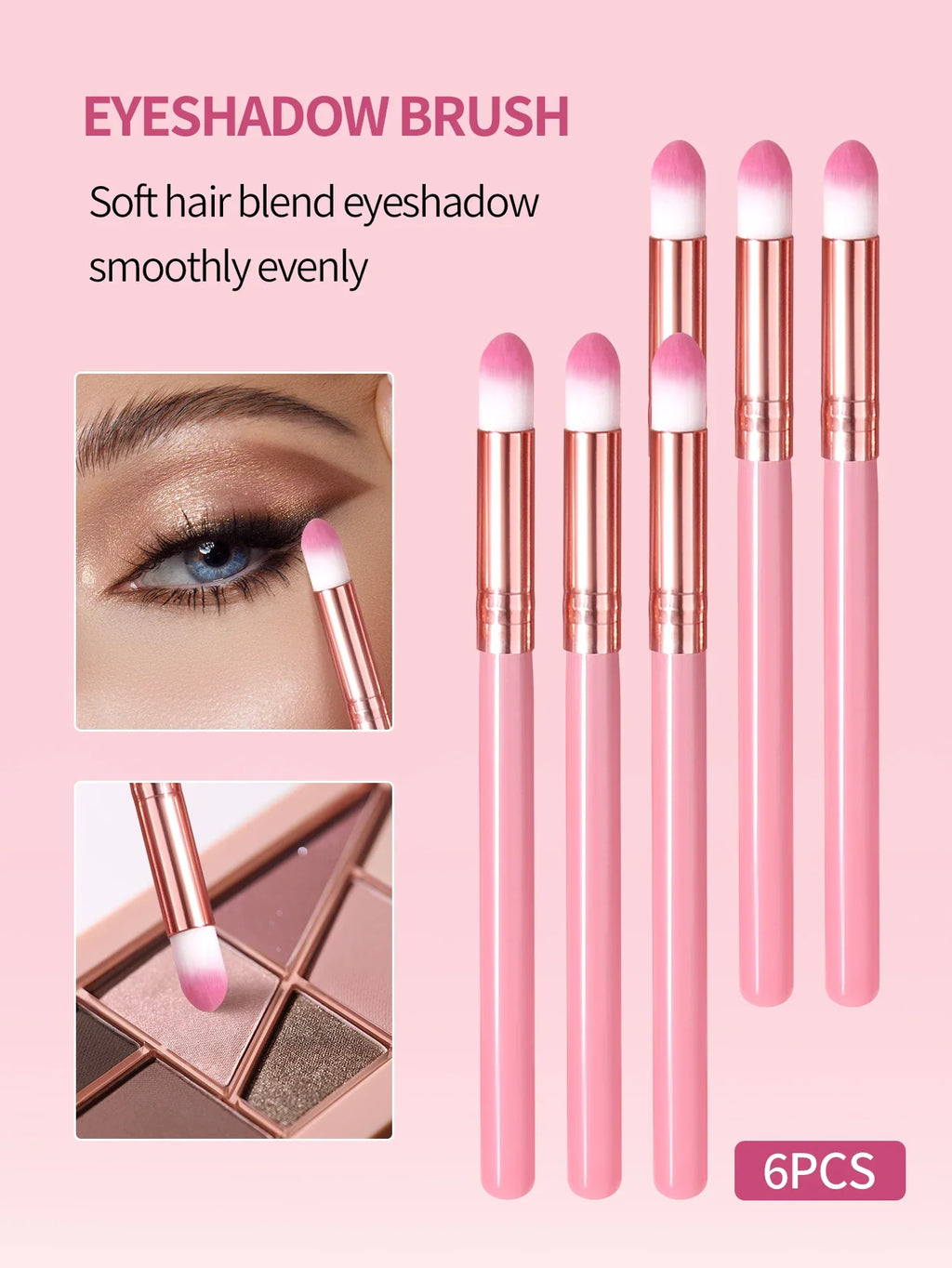 6-Piece Bullet Head Makeup Brush Set | Eye & Face Tools