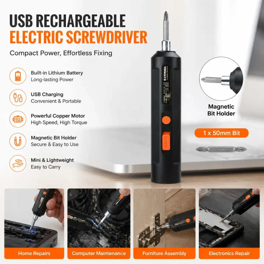 Aideepen M3 USB Electric Screwdriver – Mini Cordless Tool