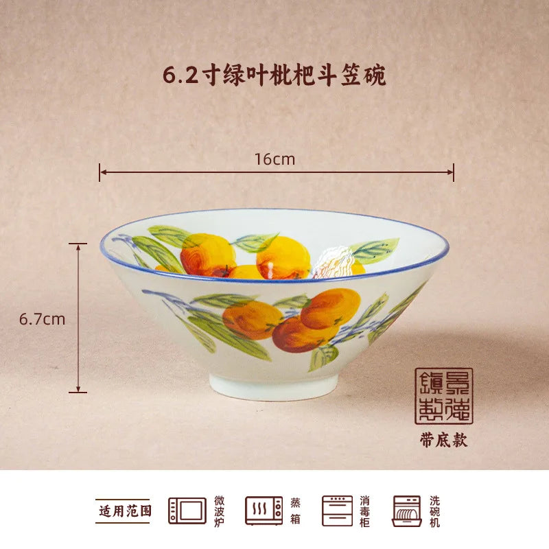Jingdezhen Handmade Ceramic Bamboo Hat Bowl – Underglaze Color