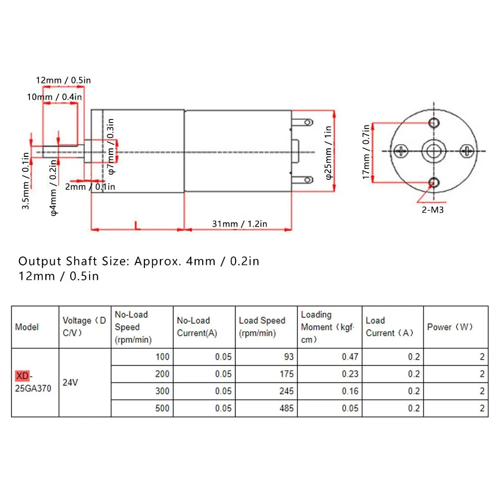 Mini 24V DC Gear Motor 200RPM High Torque CW CCW Control