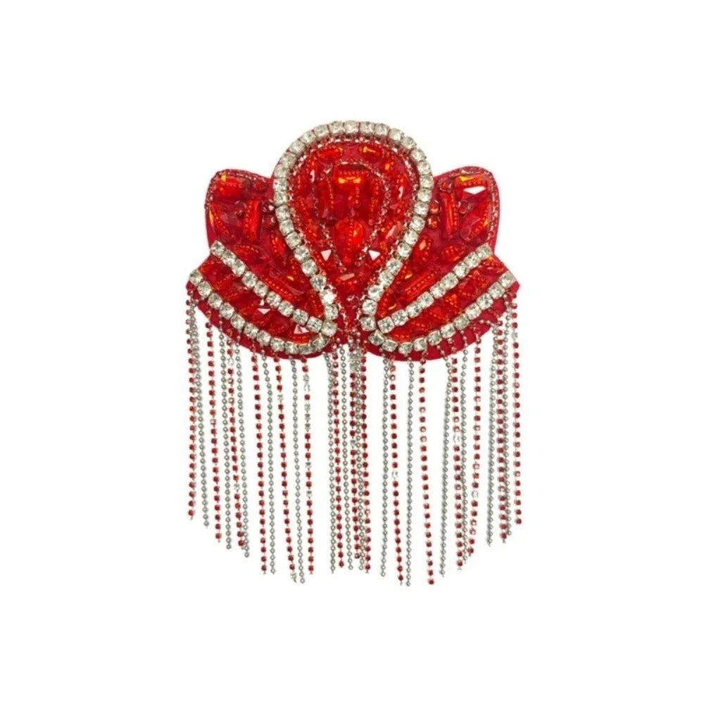 Rhinestone Tassel Epaulet – Sparkling Beaded Shoulder Patch