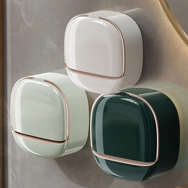 Wall Mounted Soap Dish with Lid & Drainage | Bathroom Soap Holder