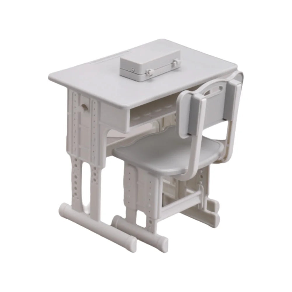 Miniature Dollhouse School Desk Chair & Pencil Box Resin Set