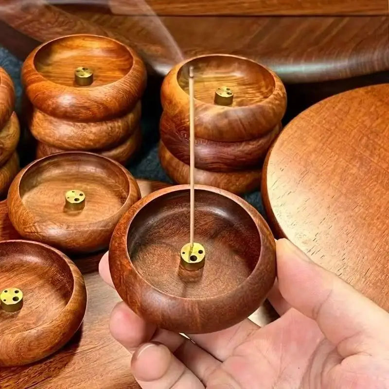 Black Walnut Round Incense Burner & Agarwood Tray Holder