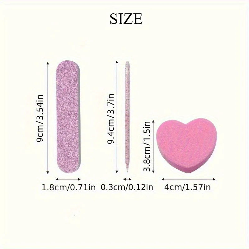 24-Piece Pink Glitter Nail Care Set – Buffer, File & Crystal Stick