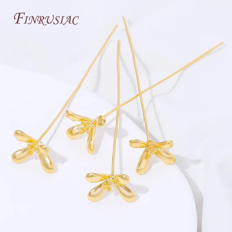 18K Gold Plated Flower Head Pins – DIY Jewelry Making Findings